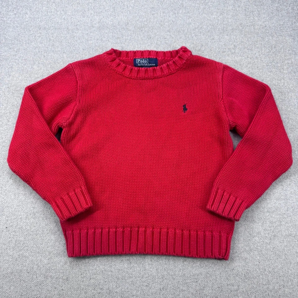 Polo Ralph Lauren Boys Sweater Size 6 Red Crew Neck Christmas Heavyweight Preppy - Image 1 of 4