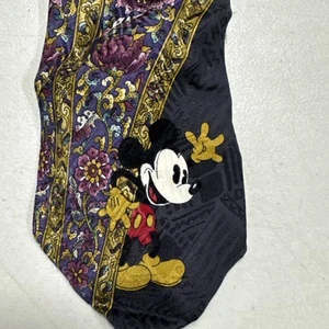 Walt Disney Tie Silk Wide Mickey Mouse Paisley Burgundy, 4" x 58" Beautiful!! - Picture 1 of 3