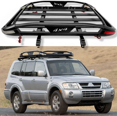 Roof Rack Cargo Basket Cross Bars w/LED Lights For Mitsubishi Montero 1999-2006 - Imagem 1 de 4