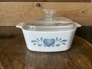 VTG Corning Ware - A-1 1/2-B - Country Blue Heart - Casserole Dish w/Lid - Picture 1 of 9