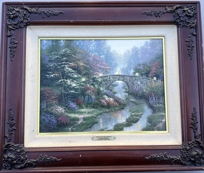 Thomas Kinkade Stillwater Bridge LE Lienzo 12x16 Enmarcado 1999 ADN Autenticado Foto 1 de 4