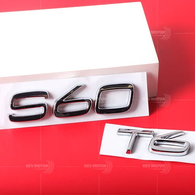 CHROME S60 + T6 FOR VOLVO S60 REAR TRUNK NAMEPLATE EMBLEM BADGE LETTERS NUMBER Foto 1 de 4