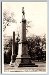 Confederate Monument Cleveland Tennessee TN Cline c1940 Real Photo RPPC - Picture 1 of 2