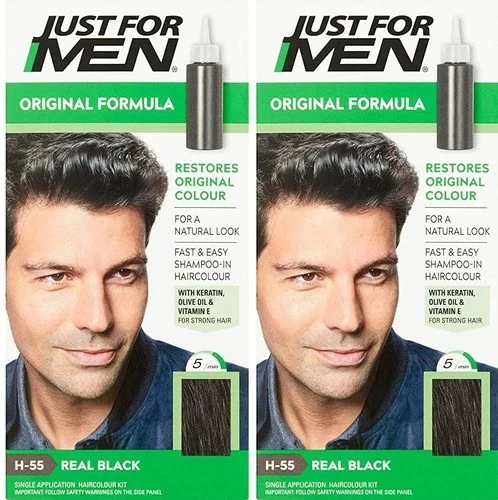 Champú para color de cabello Just for Men H-55 NEGRO REAL (paquete de 2) verde Foto 1 de 1