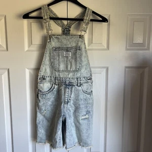 Levis Loose Shortall Girl’s Overalls Size 14 Reg Relaxed Fit Light Denim Wash - Picture 1 of 12