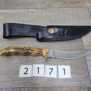DISCONTINUED COLT CT824 Genuine Stag Antler Fixed Blade Knife Skinner Sheath
