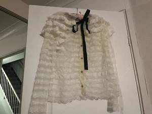NEU Spitzenbluse und schwarzes Samtband Gr. 12 Philosophie von Lorenzo Serafini - Bild 1 von 6