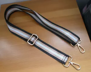 NEW - BLACK GOLD AND WHITE STRIPE HANDBAG STRAP - Picture 1 of 3