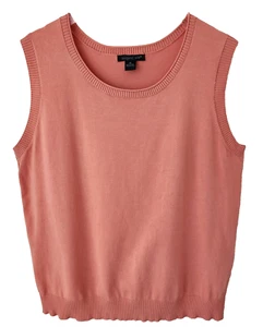 August Silk Sweater Vest Silk Blend Plus Sz 2X Peach Orange Round Neck Knit Top - Picture 1 of 8