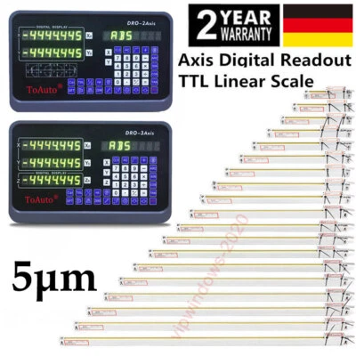 Digital Linear Scale 2/3 Axis Display DRO Display Mill Lathe EDM 100-1000MM DE - Image 1 of 4
