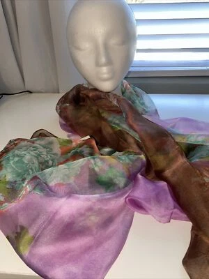 Cachecol/envoltório feminino transparente oversized floral Cejon -Lilás, novo com etiquetas - Imagem 1 de 4