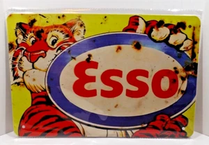 Letrero de hojalata reproducción retro gasolina Esso 12 x 8 pulgadas nuevo - Imagen 1 de 4