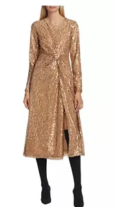 New Elie Tahari Selma Bronze Sequined MIDI Dress NWT $495 - Picture 1 of 9