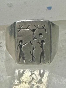 Adam and Eve ring Mexico band Tree Apple Snake size 5.75 sterling silver women - Picture 1 of 8