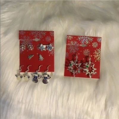 Blue Star-Christmas tree-Snowflake-Angel-Snowman & cosmic star drop earrings - Image 1 of 4