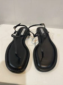 SAKS FIFTH AVENUE Strappy Leather Flat Sandals Size 9.5 - Picture 1 of 5