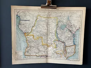 Mapa de África Raro Antiguo Brockhaus Mapa Impresión de 1900 ENVÍO GRATUITO - Imagen 1 de 2