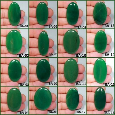 TOP QUALITY NATURAL TRANSLUCENT GRREN AVENTURINE JADE OVAL CABOCHON GEMSTONE BA- - Image 1 of 2