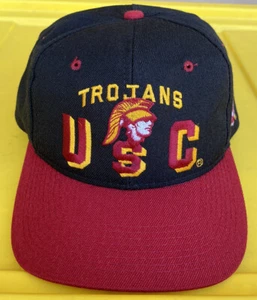 Vintage 90s USC Trojans Cardinal Cap Youngan SnapBack Hat Cap Wool Blend - Picture 1 of 11