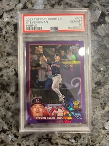 Steven Kwan 2023 Topps Chrome Purple Logofractor #107 /250 PSA 10 Rookie Cup - Picture 1 of 2