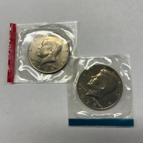 1978 P&D  Kennedy Half Dollars from Mint Set in Mint Cello with Free Shipping Cover