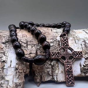 Handmade in Scotland Anglican Celtic Rosary Beads Maple & Bronze protestant gift - Picture 1 of 9