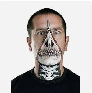 Skull FX Zipper Make-up Kit Mask Zippered Halloween Costume Full Face Adult OSFM - Picture 1 of 2