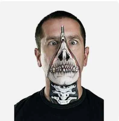 Skull FX Zipper Make-up Kit Mask Zippered Halloween Costume Full Face Adult OSFM - Image 1 of 2