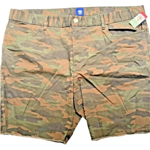Boy Youth Shorts Camo CUT OFF Causal Summer Fitted Waist Pockets Zip NEW 42 - Picture 1 of 6