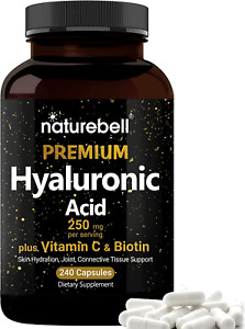 Naturebell Hyaluronic Acid Supplements 250Mg | 240 Capsules, with Biotin 5000Mcg
