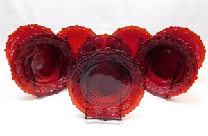 Avon Cape Cod Ruby Red Glass 7.5" Salad Dessert Plates Set of 8 - Picture 1 of 16