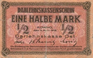 Genuine 1/2 Mark 1918 banknote WW I occupation Russia/Ukraine ok con !!! - Picture 1 of 2