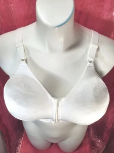 Playtex Silky Satin White Front Hook & Eye Closure Wireless Bra Size 44D Sissy - Picture 1 of 11