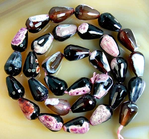 14.5inches 8x12mm Faceted Red Tiger Fur Agate Teardrop Beads - Picture 1 of 1