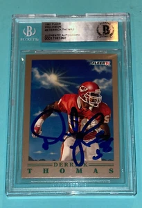 DERRICK THOMAS Signed 1991 FLEER PRO-VISION Card # Beckett Authenticated BAS - Picture 1 of 4