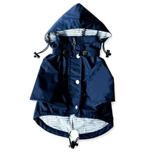 Zip Up Dog Raincoats with Reflective Buttons, Pockets, Rain/Water Large Navy - Picture 1 of 7