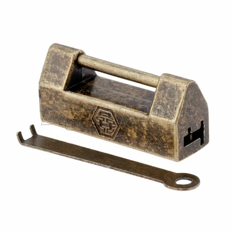 Retro Bronze Latch Hasp Padlock Catch Lock Wooden Chest Jewelry Box Decorative Cover