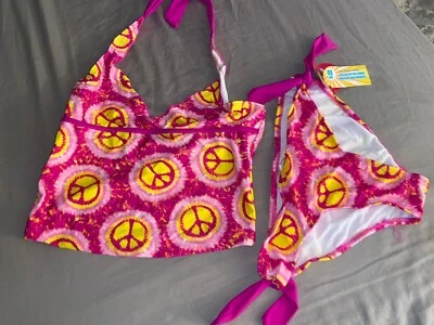 Traje de baño Arizona Girls Plus 2 piezas Peace Tankini parte superior e inferior 14,5 14 1/2 (B5) Foto 1 de 3