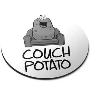 Round Mouse Mat (bw) - Awesome Couch Potato Lazy  #35892