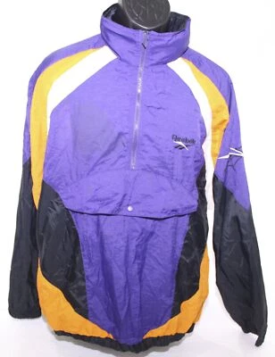 Chaqueta cortavientos de colección años 80 Reebok de nailon anorak púrpura y dorado para hombre mediana Lakers Foto 1 de 4