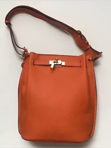 Handmade Cow-skin Large Orang Shoulder Tote Adjustable Strap Shoulder Bag B-59 - Picture 1 of 12