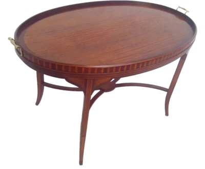 Baker Furniture Historic Charleston Inlaid Mahogany and Satinwood Coffee Table - Image 1 of 4