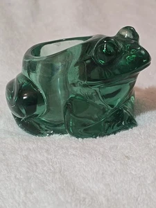 Candela votiva vintage verde Indiana vetro pesante rana tea light USA - Foto 1 di 6