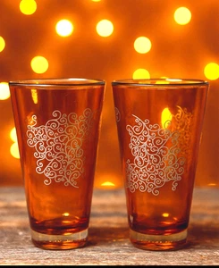 Starbucks Orange Highball Tumbler Filigree Baroque Rococo 2004 Collectible 20oz - Picture 1 of 10