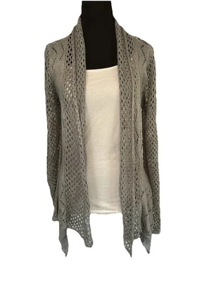 Cárdigan bohemio abierto tejido gris ganchillo Peppe Peluso talla S Foto 1 de 4