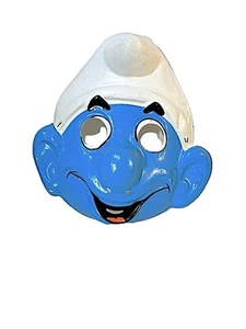 Vintage 1980 Schlumpf Halloween Maske Ben Cooper mit Etikett - schwer entflammbarer Kunststoff - selten - Bild 1 von 3