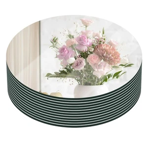 10" Round Mirror Centerpieces for Tables, Glass Mirror Tray Set for Wedding a... - Picture 1 of 8