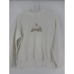Bon Worth Sweatshirt Large L creme bestickt Leuchtturm Rundhalsausschnitt - Bild 1 von 7