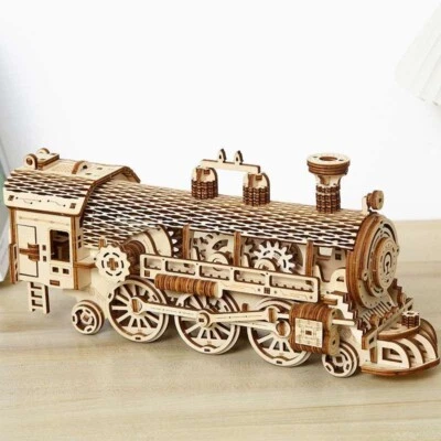 Conjunto de rompecabezas 3D rompecabezas de madera locomotora tren modelo kit para adultos/adolescentes/niños Foto 1 de 4