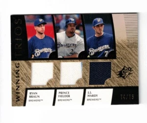 Ryan Braun Fielder Hardy 2008 Upper Deck SPx Triple Jersey #d 74/75 - Picture 1 of 2